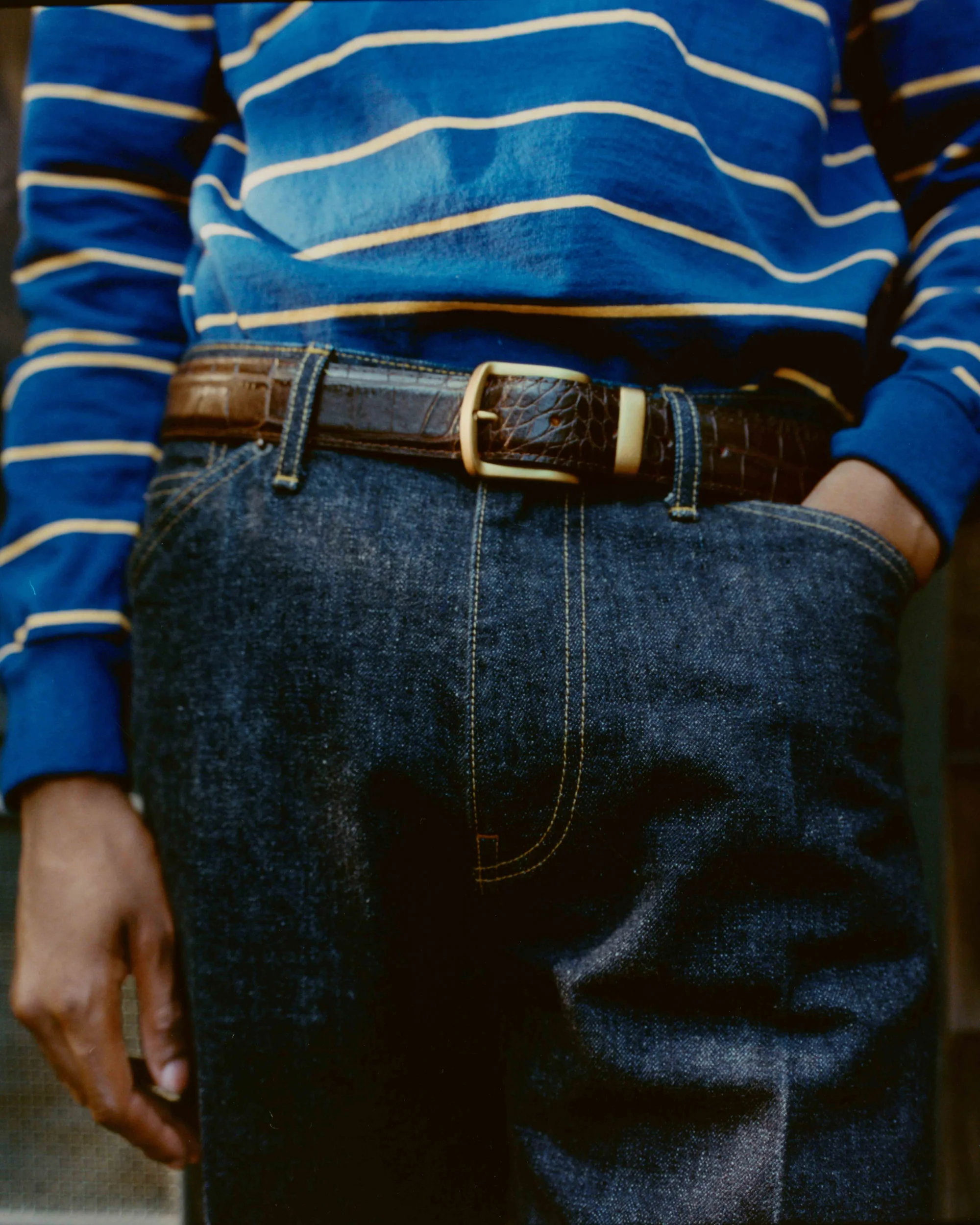 Croc Embossed Metal Tip Belt - Image 3