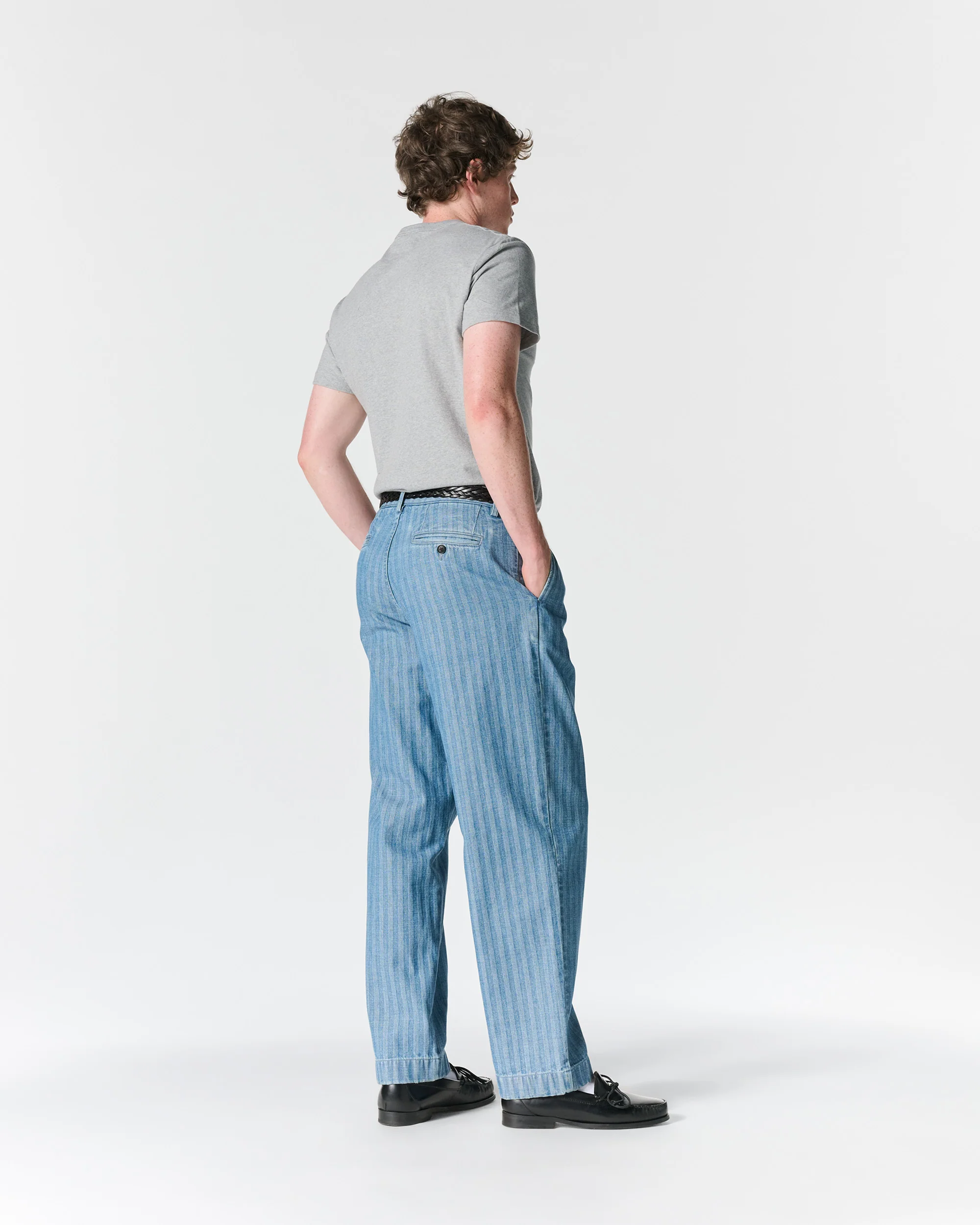 Double-Pleat Herringbone Denim Pant - Image 6