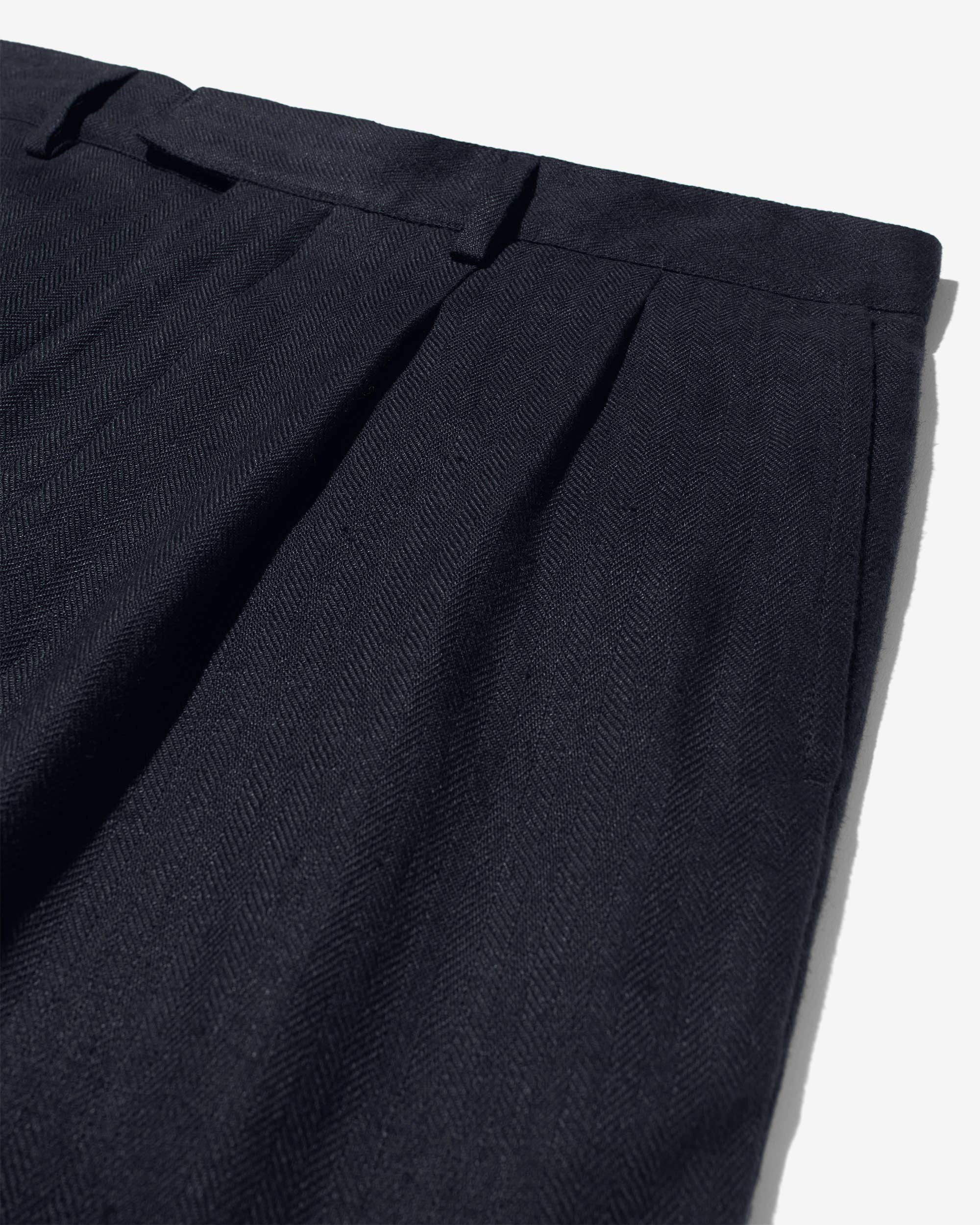Double-Pleat Herringbone Linen Trousers - Image 3