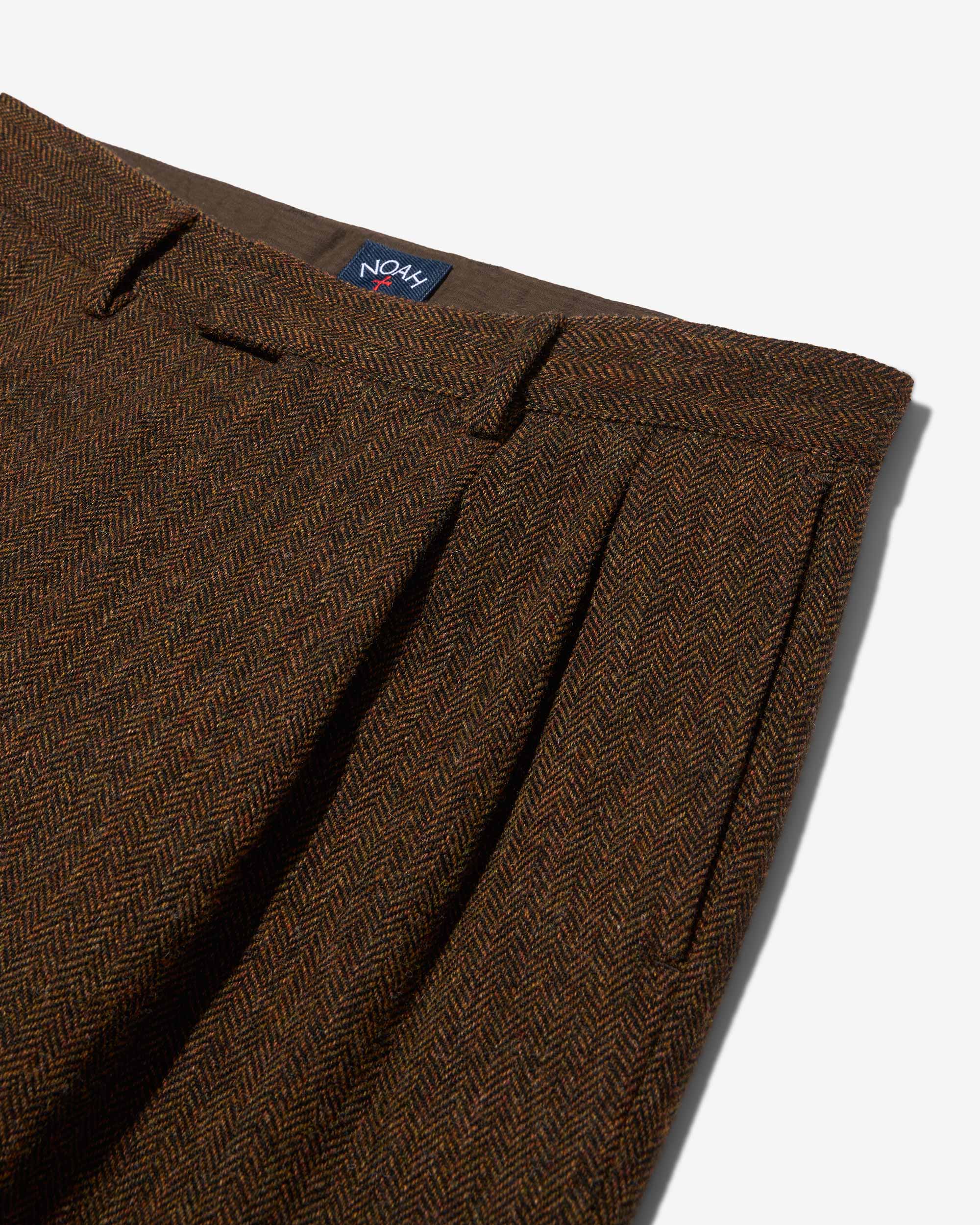 Double-Pleat Wool Herringbone Trousers - Image 3