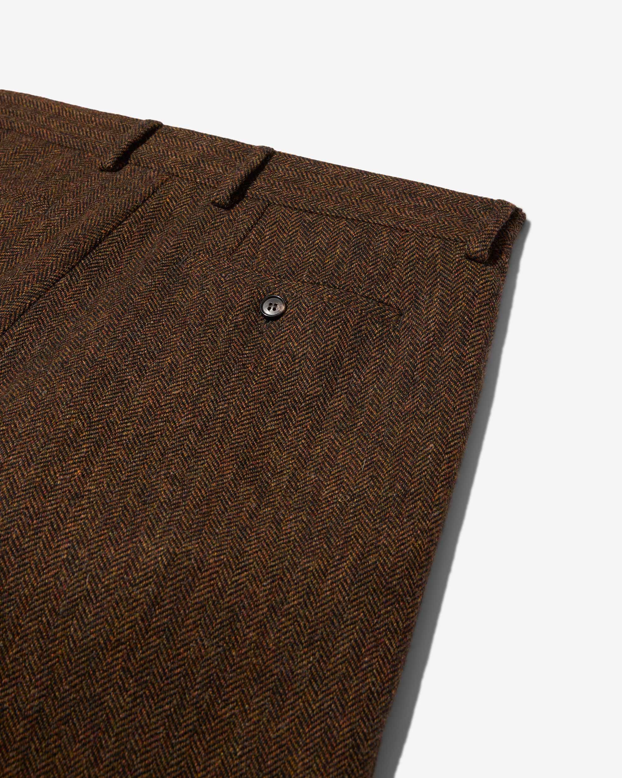 Double-Pleat Wool Herringbone Trousers - Image 4