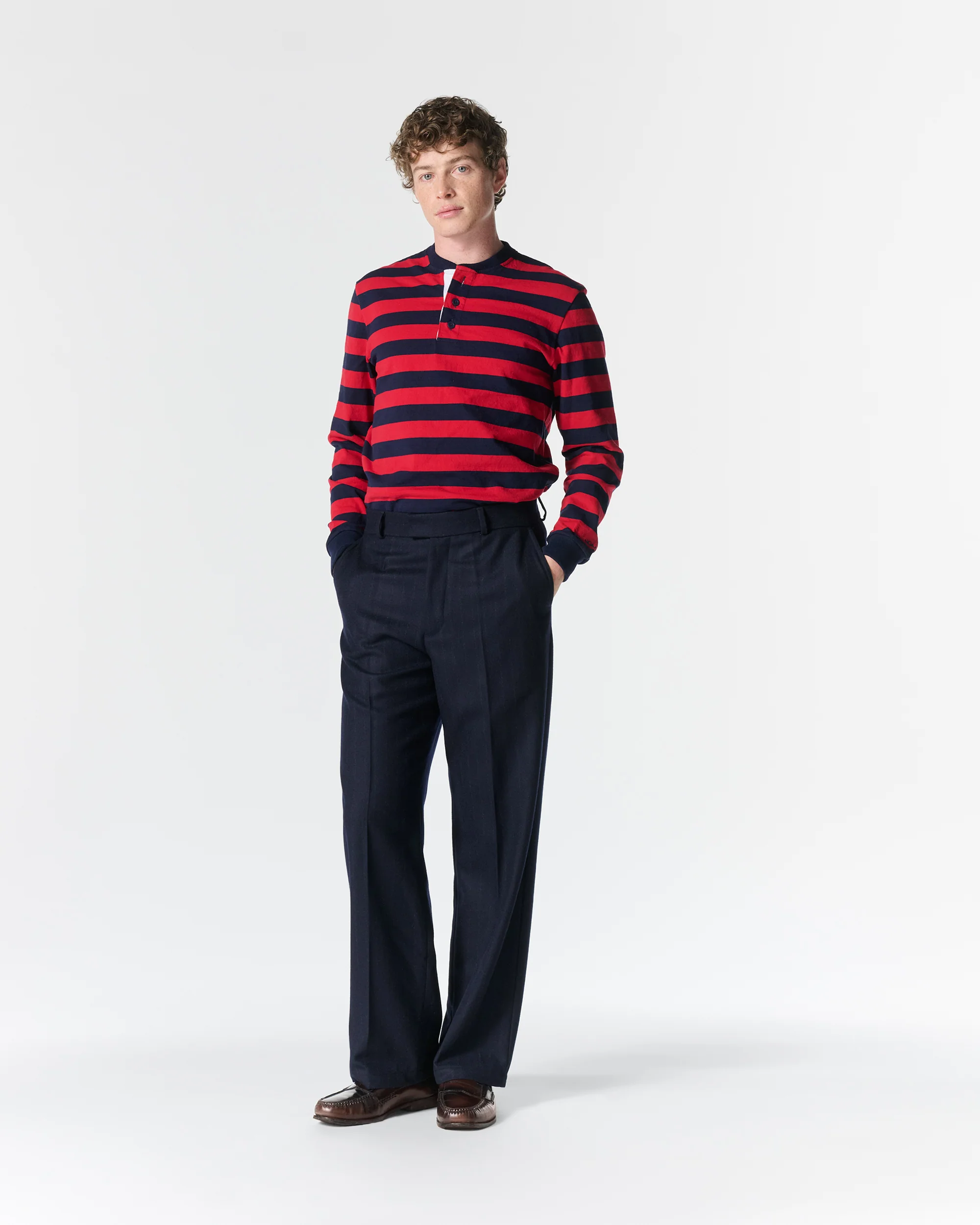 Flat Front Chalk Stripe Wool Trouser - Image 7