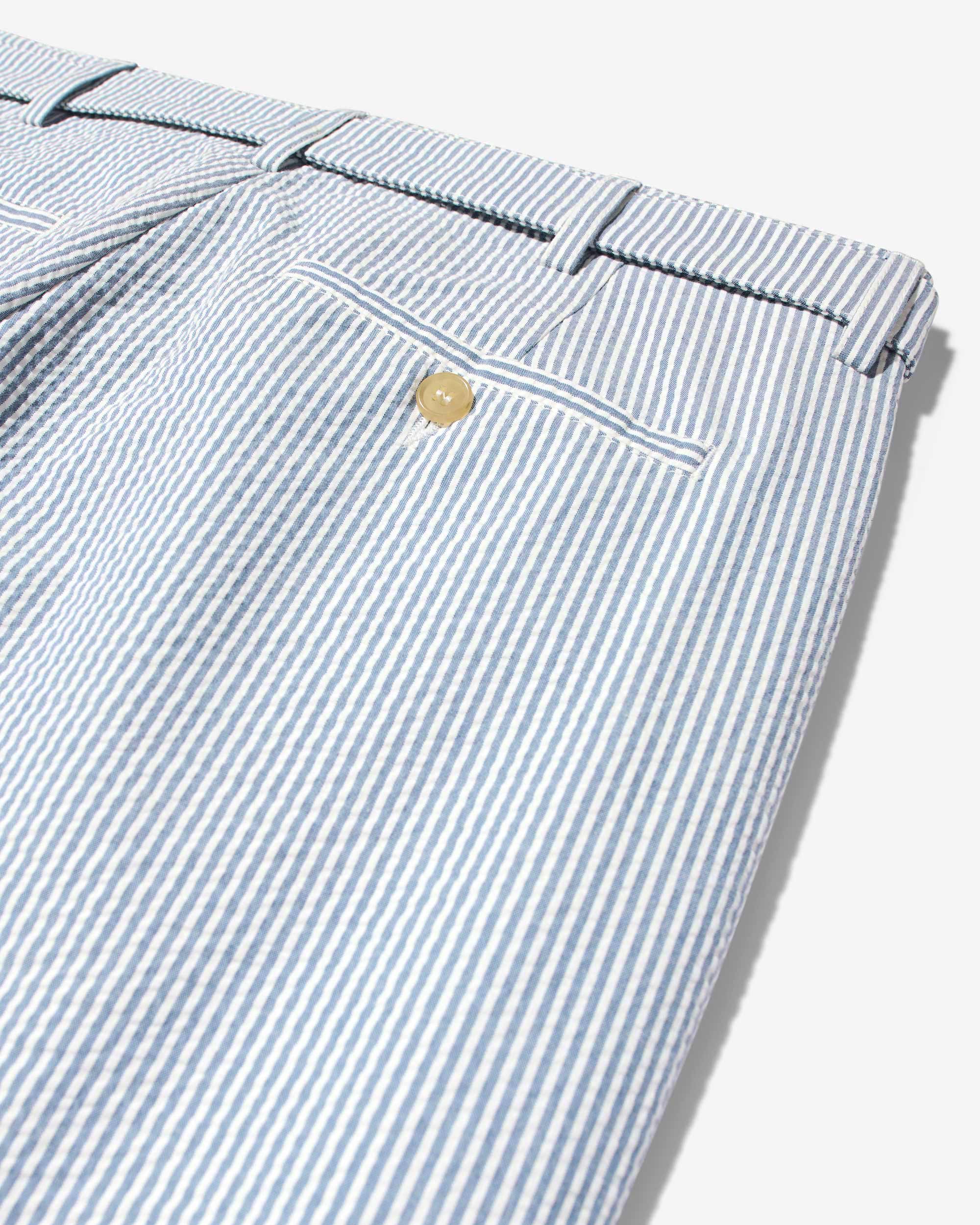 Seersucker Belted Single-Pleat Trousers - Image 4