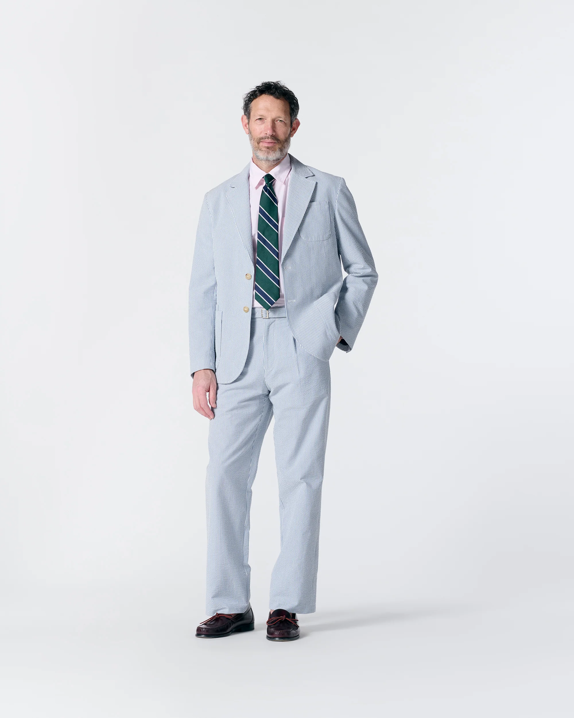 Seersucker Belted Single-Pleat Trousers - Image 6