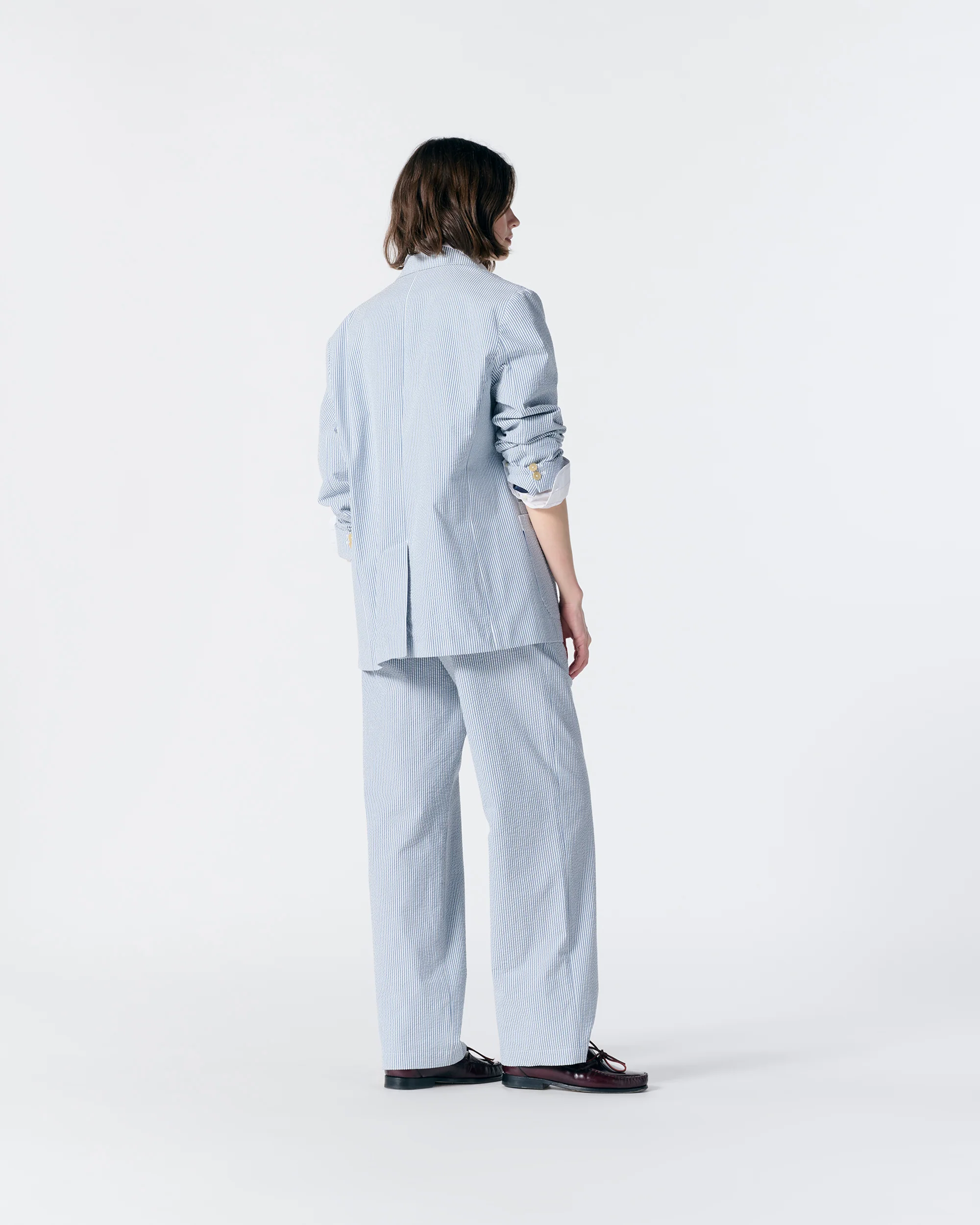 Seersucker Belted Single-Pleat Trousers - Image 9