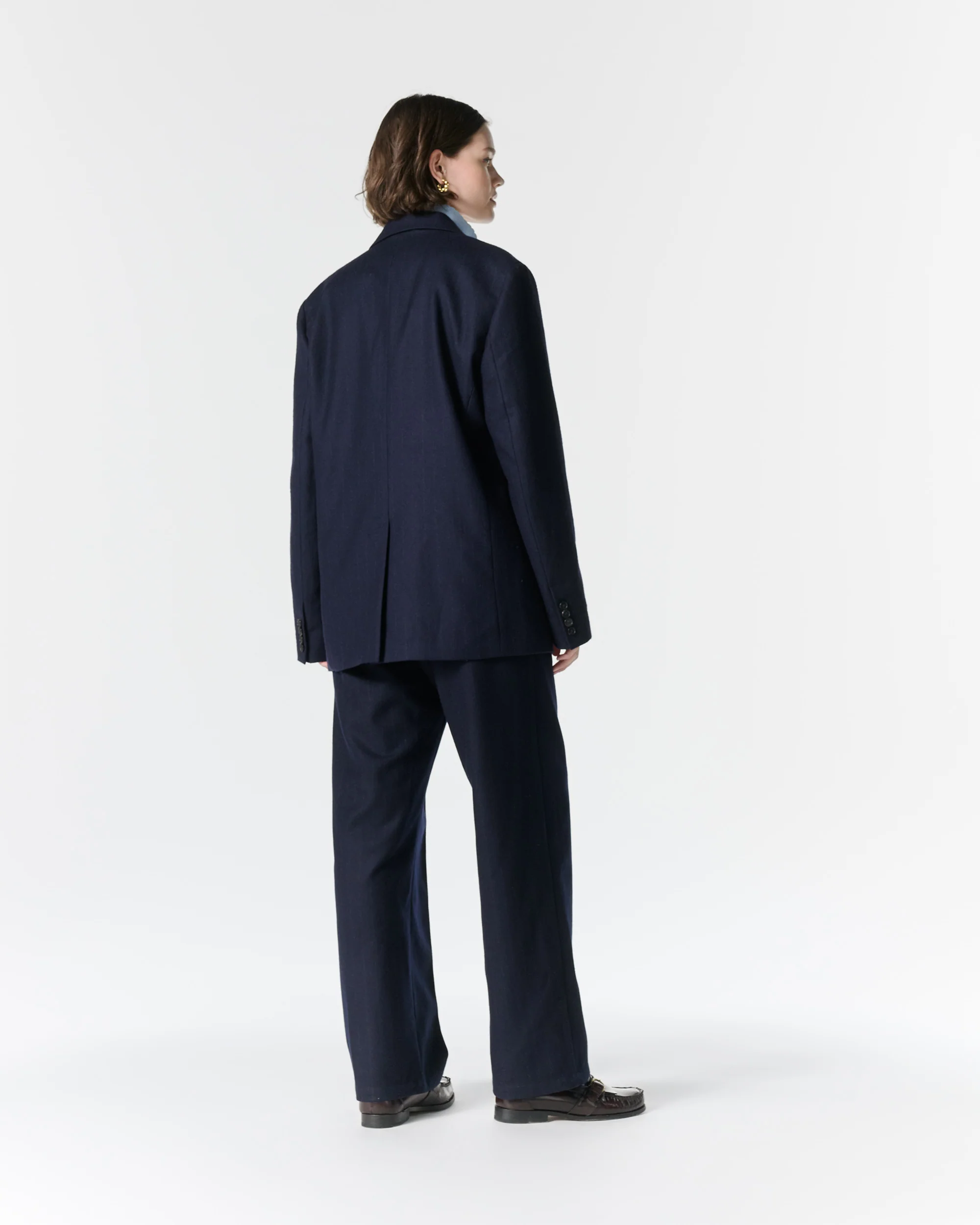 Single-Breasted Chalk Stripe Wool Jacket - Image 10