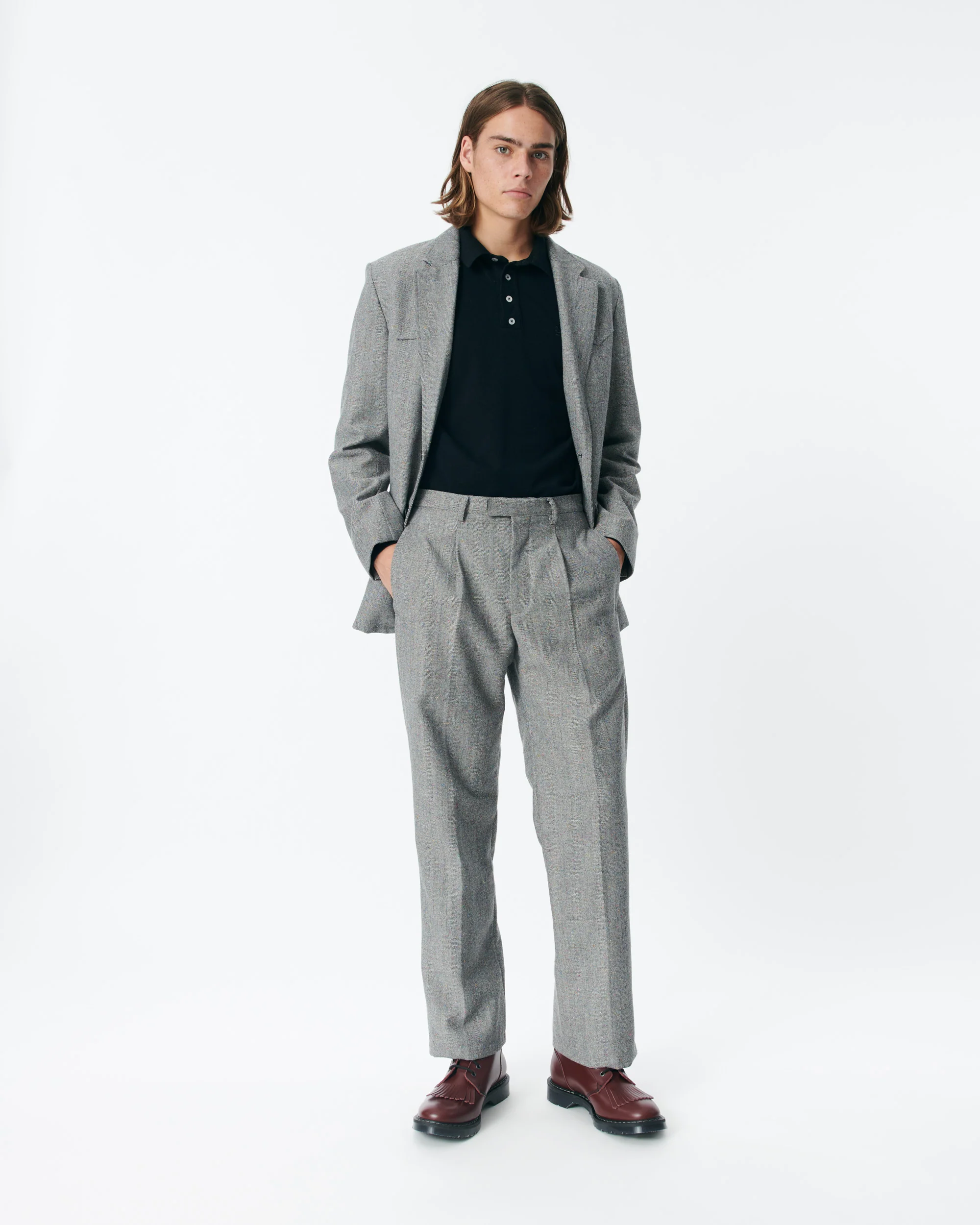 Single-Pleat Herringbone Donegal Trousers - Image 5