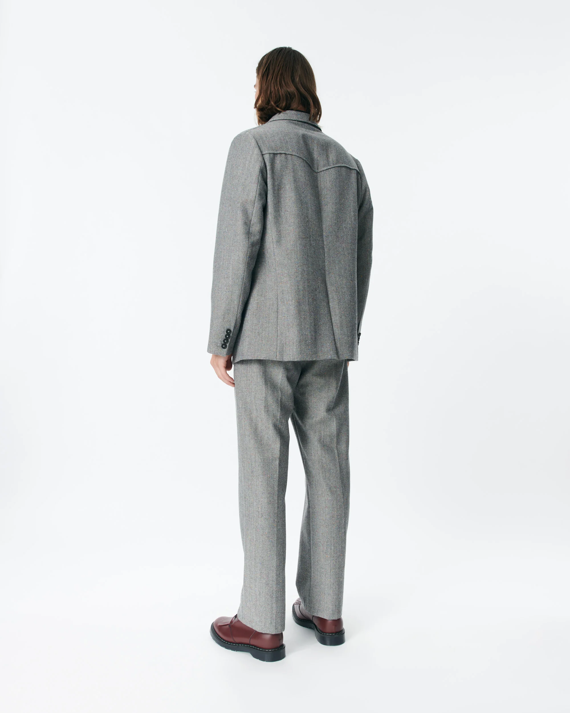 Single-Pleat Herringbone Donegal Trousers - Image 6